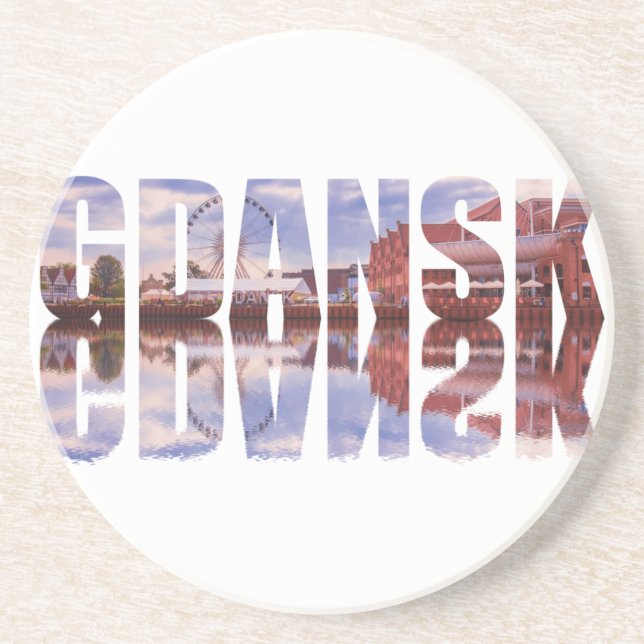 Gdansk text med gammal stadsvy med eftertanke underlägg (Framsidan)