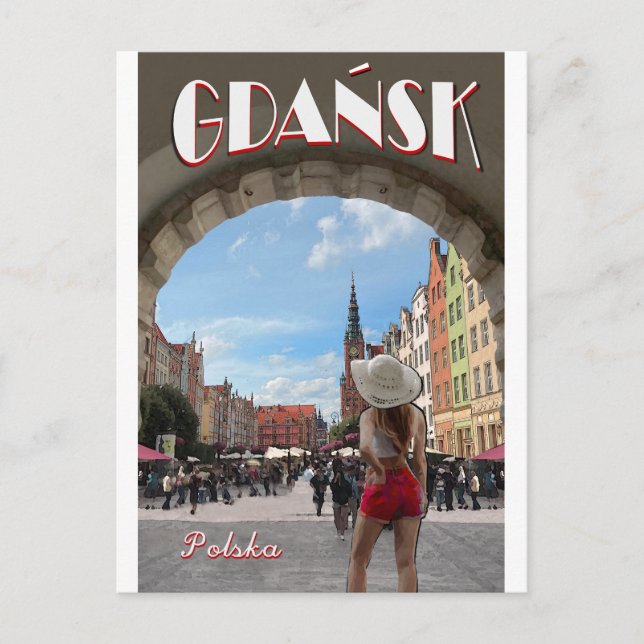 Gdansk Vintage affisch Vykort (Framsida)