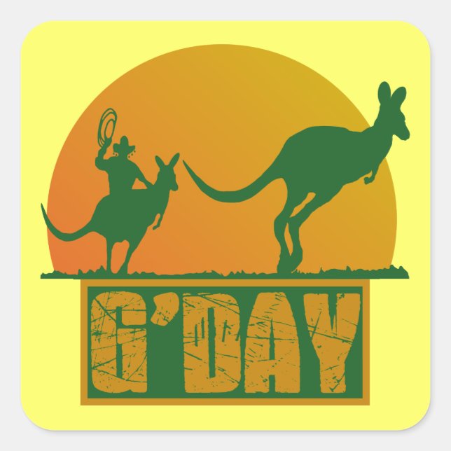 G'Day Fyrkantigt Klistermärke (Framsida)