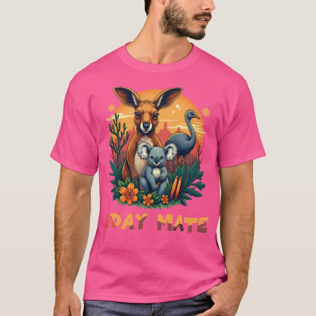 G'Day Mate - Aussie Wildlife Illustration - Kangar T Shirt (Framsida)