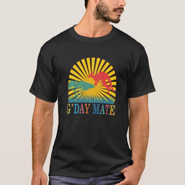 G'day Mate Australian Animals Kangaroo Aussie Sym T Shirt (Framsida)