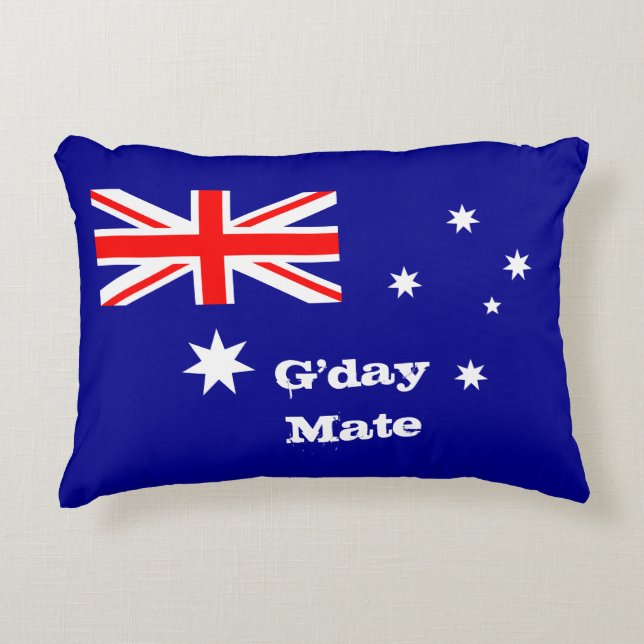 G'day Mate & Australian Flagga decor / Australia Prydnadskudde (Framsidan)
