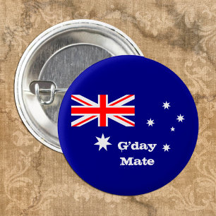 G'day Mate & Australian Flagga mode / Australien Knapp