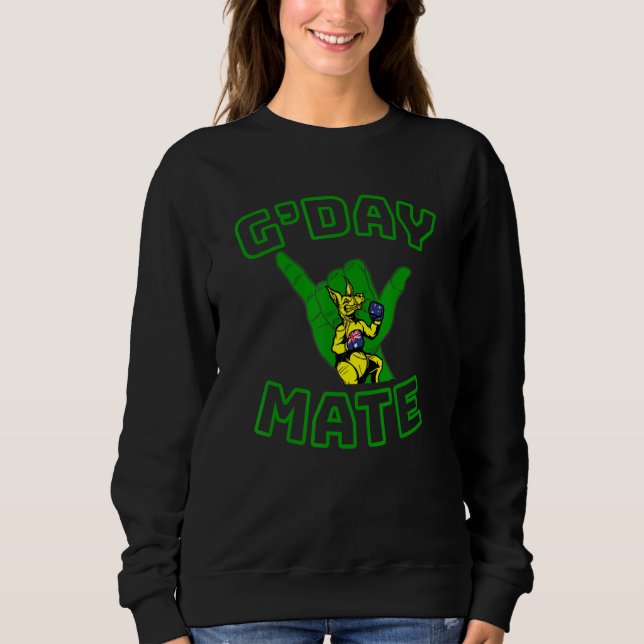 Gday Mate Boxing Kangaroo Shaka T Shirt (Framsida)