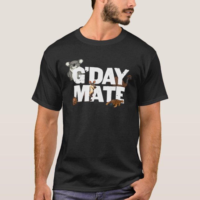 Gday Mate Funny Australia Animals Kangaroo Koala T Shirt (Framsida)
