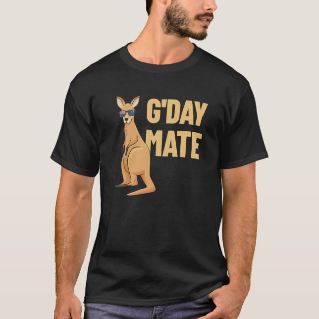 G'Day Mate Kangaroo Aussie Australia Roo G'Day Mat T Shirt (Framsida)
