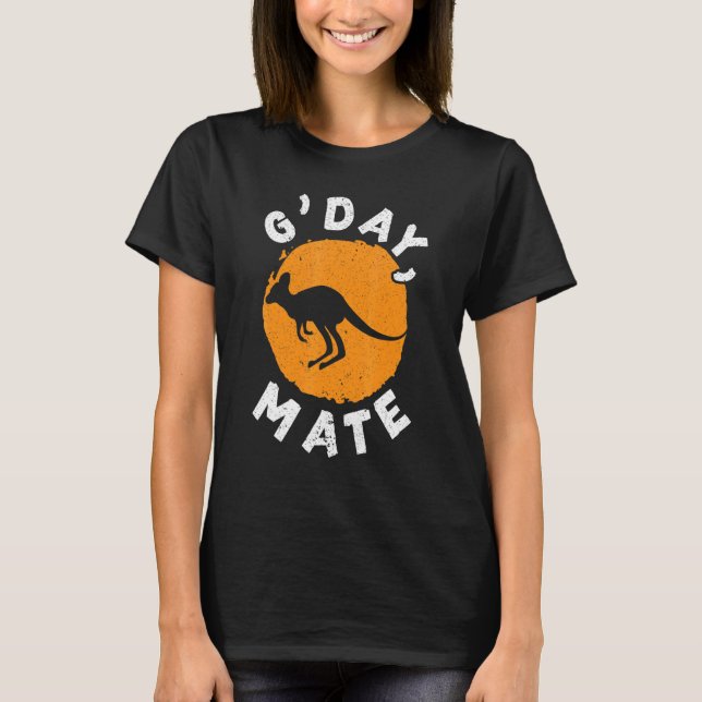 G'Day Mate Kangaroo Australian Australian Aussie V T Shirt (Framsida)