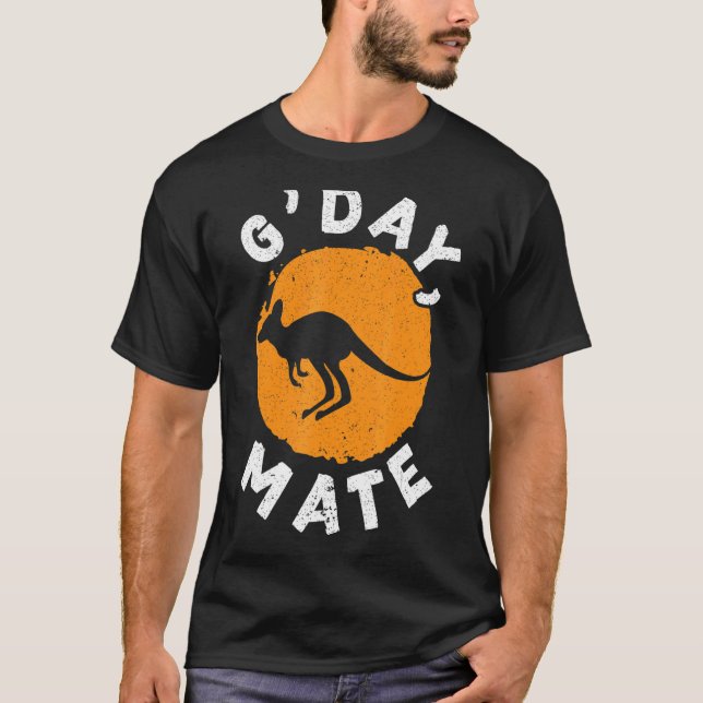 G'Day Mate Kangaroo Australian Australian Aussie V T Shirt (Framsida)