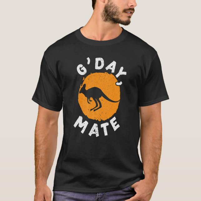 G'Day Mate Kangaroo Australian Australian Aussie V T Shirt (Framsida)
