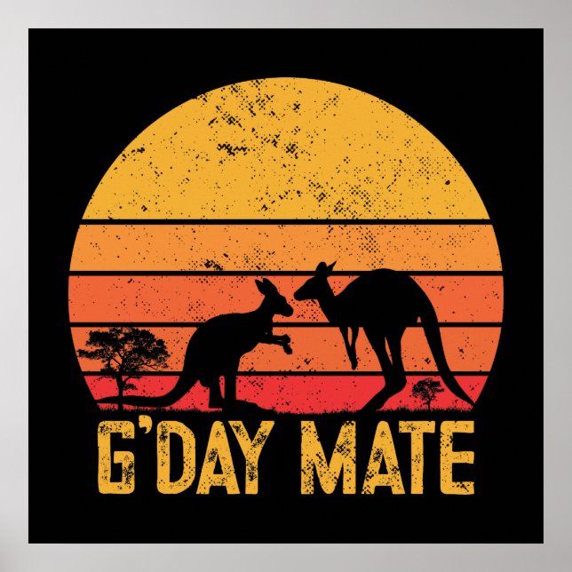 G'day Mate! Retro Vintage Australian Kangaroos Poster (Framsidan)