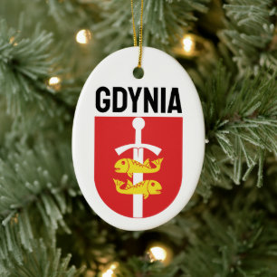 Gdynia-jacka av arm, Polen Julgransprydnad Keramik