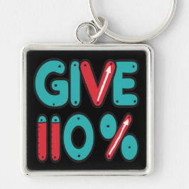 Ge 110 % maximal ansträngning fyrkantig silverfärgad nyckelring