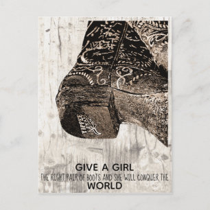 Ge A Girl Höger Pair of Boots Postcard Helg Vykort