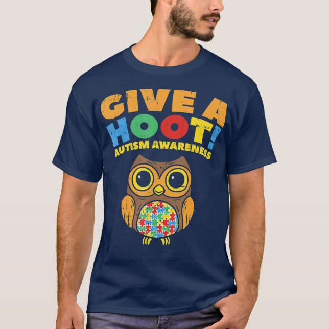 Ge A Hoot Autism Awareness Uggla Bird Älskare T Shirt (Framsida)
