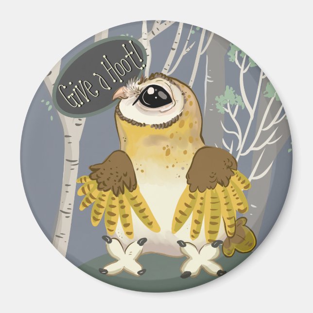 Ge a Hoot! Barn Uggla Magnet (Framsidan)