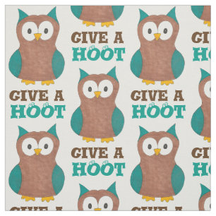 Ge a HOOT Cute Tecknad Brown Uggla Mönster Bird Tyg
