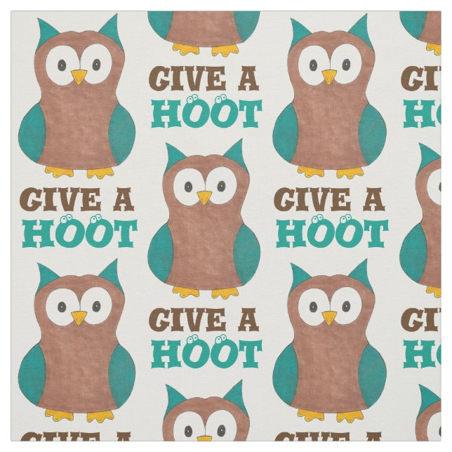 Ge a HOOT Cute Tecknad Brown Uggla Mönster Bird Tyg (Provkarta)