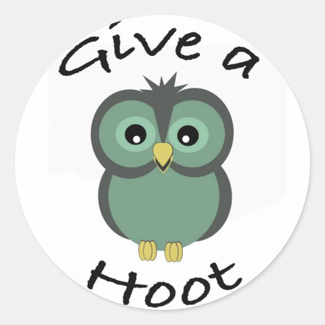 Ge a Hoot Sticker Runt Klistermärke (Framsida)