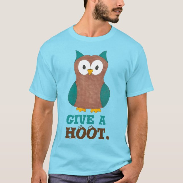 Ge a HOOT Tecknad Uggla Bird Öga Eyebulle Tee (Framsida)