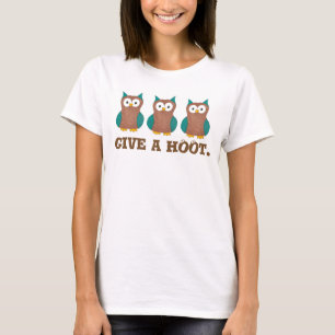 Ge a HOOT Tecknad Uggla Bird Öga T-Shirt