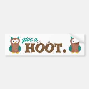 Ge a HOOT Tecknad Uggla Bird Ugglor Bumper Sticker Bildekal