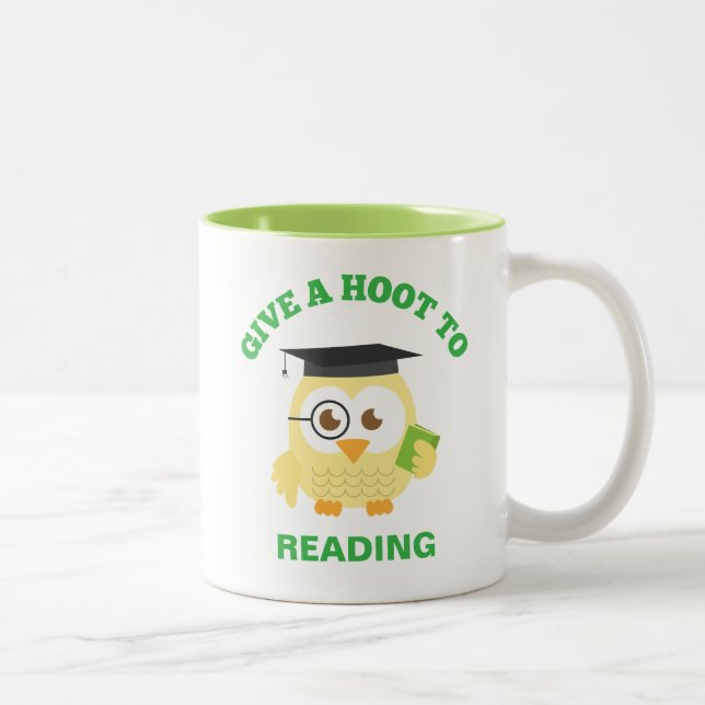 Ge a Hoot to Reading with Cute Uggla Två-Tonad Mugg (Höger)