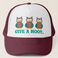 Ge a HOOT Wise Tecknad Brown Uggla Bird Öga