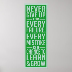 Ge aldrig upp den motivational affischen poster