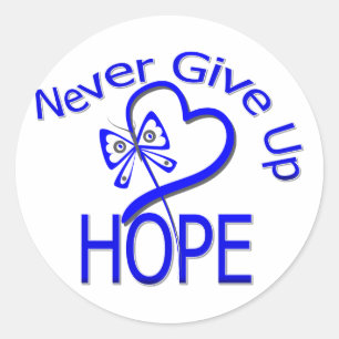 Ge aldrig upp hoppkoloncancer runt klistermärke