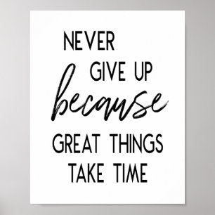 Ge aldrig upp inspirationaffischen poster