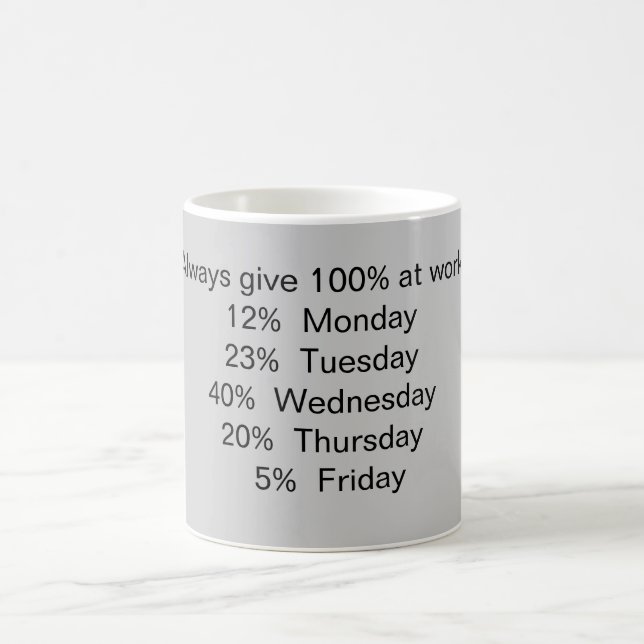 Ge alltid 100% på arbete: kaffemugg (Center)