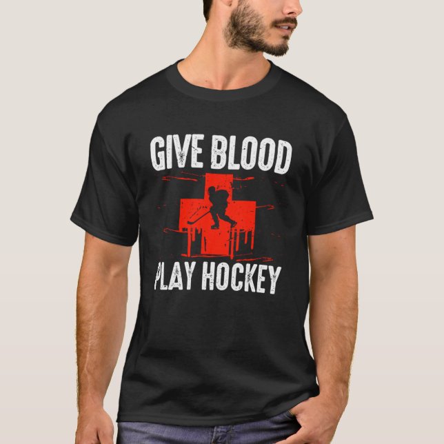 Ge Blood Play Hockey Goal Rink Ice Hockey Sports T Shirt (Framsida)
