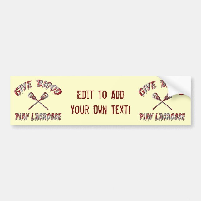 Ge Blood, Play Lacrosse Bumper Sticker Bildekal (Framsidan)