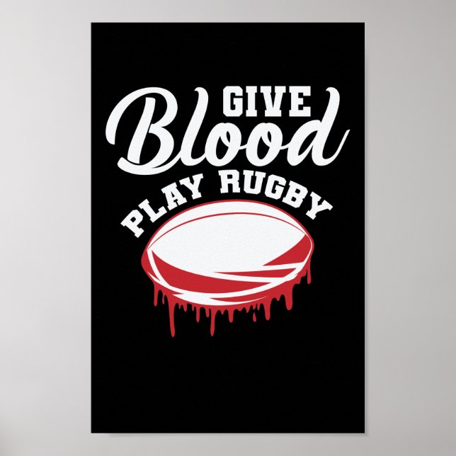 Ge Blood Play Rugby Football Sport Poster (Framsidan)