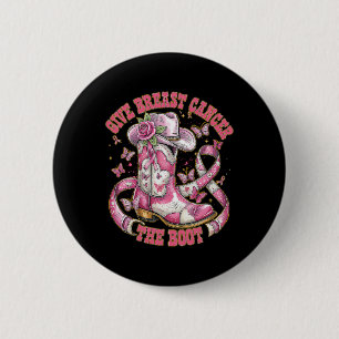 Ge bröstcancer Boot Blommigt Rosa Ribbon Cow Knapp