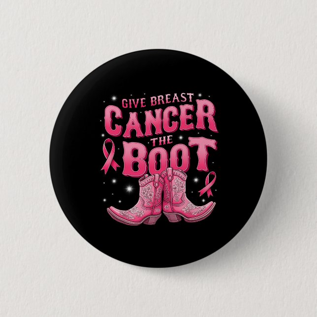 Ge bröstcancer Boot Cowgirl Cancer Awarene Knapp (Framsida)