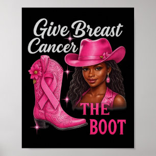 Ge bröstcancer Boot Cowgirl Cancer Awarene Poster