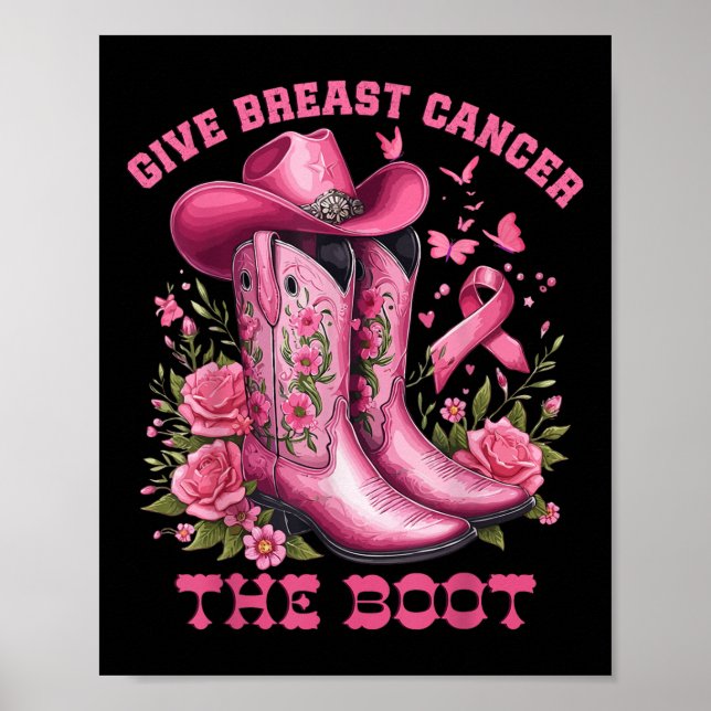 Ge bröstcancer Boot Cowgirl Cancer Awarene Poster (Framsidan)