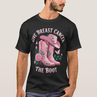 Ge bröstcancer Boot Cowgirl Cancer Awarene T Shirt
