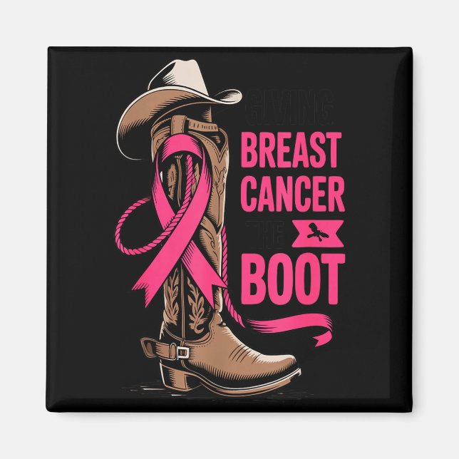 Ge bröstcancer sparken Cowboy-design  Magnet (Framsidan)