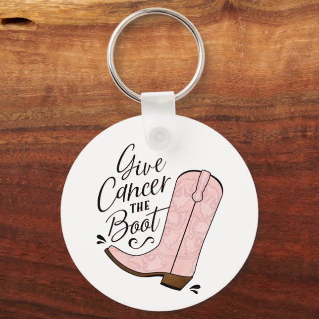 Ge Cancer Boot Bröstcancer medvetenhet Gift Nyckelring (Framsida)