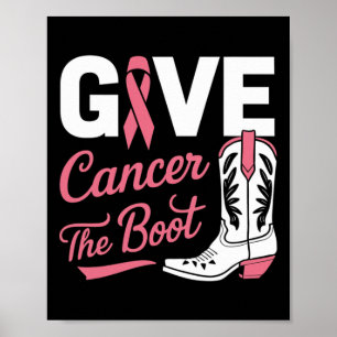 Ge Cancer Boot Cowgirl Breast Cancer Rosa Ri Poster