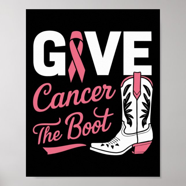 Ge Cancer Boot Cowgirl Breast Cancer Rosa Ri Poster (Framsidan)
