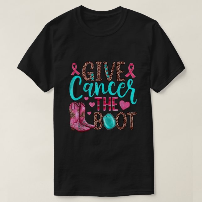Ge Cancer Boot Cowgirl Breast Cancer Rosa Ri T Shirt (Design framsida)