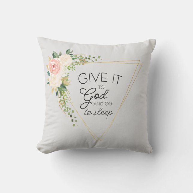 "Ge den till gud" Blommigt Christian/Bible Throw P Kudde (Framsida)