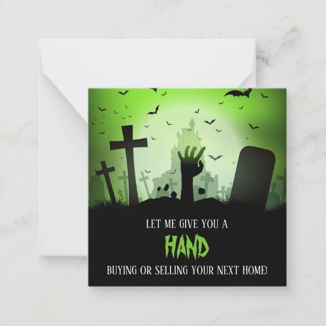 Ge Dig en Hand Halloween Pop By Anteckningskort (Framsida)