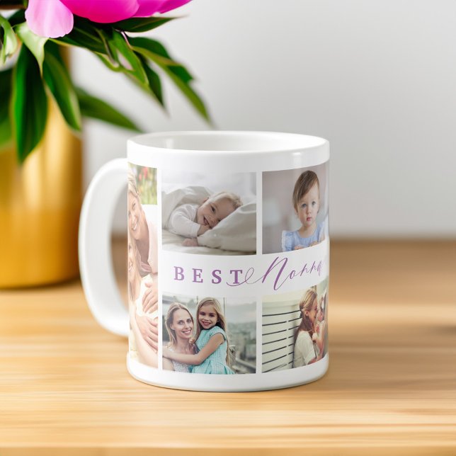 Ge dig för bästa icke-na-familjens fotosamling någ kaffemugg (Gift For Best Nonna Ever Family Photo Collage Coffee Mug)