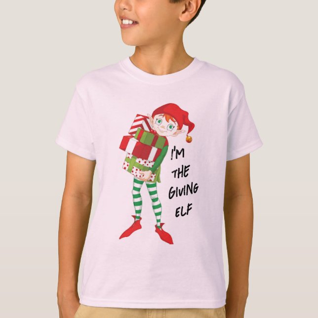 Ge Elf Basic Kid's Unisex Helgdag Elf T-Shirt (Framsida)