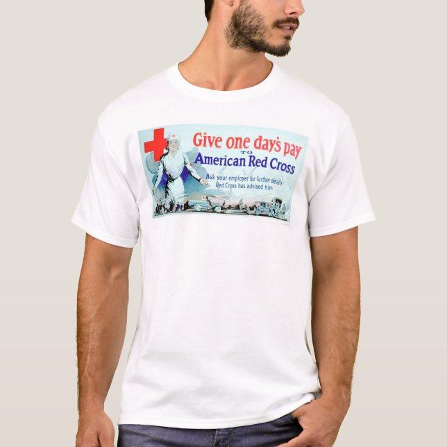 Ge en dags lön till Röda koret (US00048) T Shirt (Framsida)
