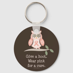 Ge en dyft den rosa bandugglan Keychain Nyckelring